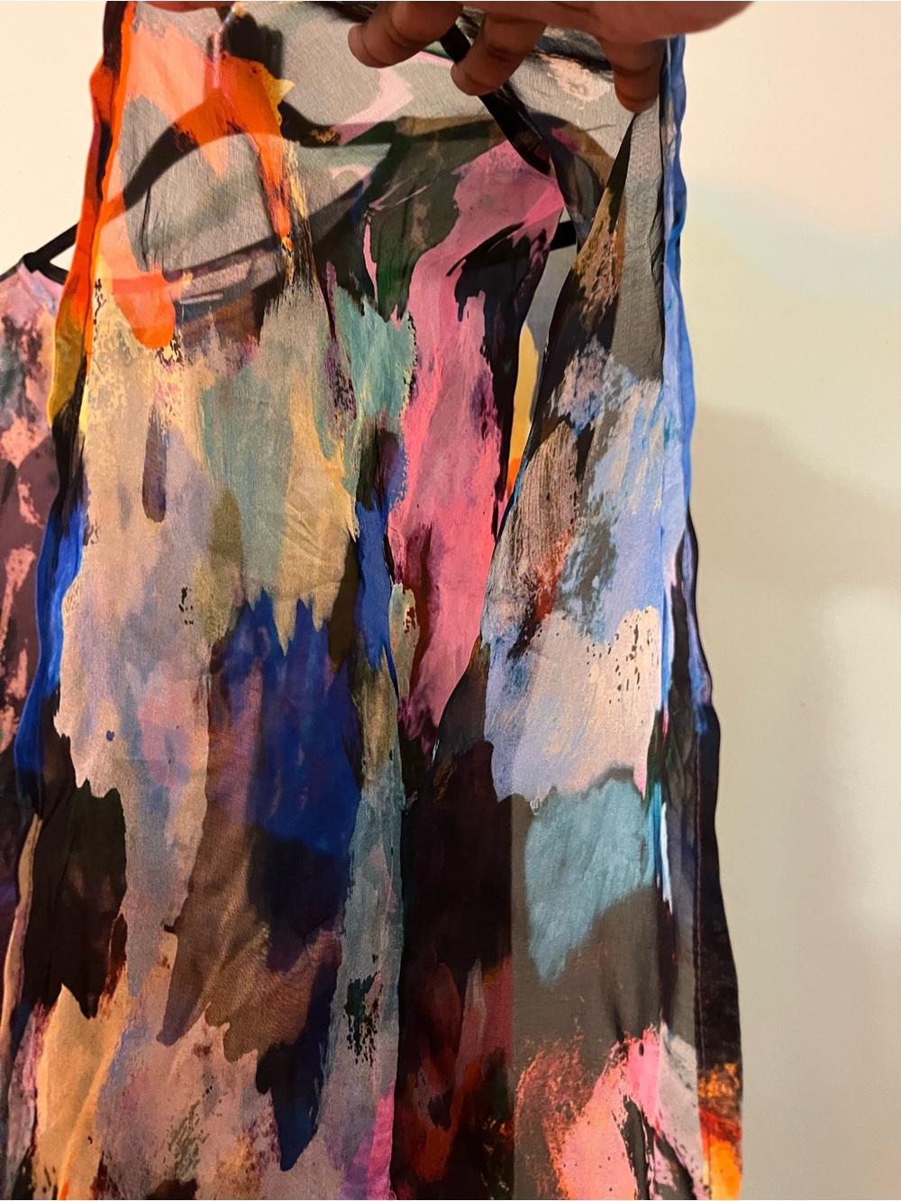 Bryn Walker Silk Multicolor Abstract Layered Tunic with Yellow Underlayer - Picture 11 of 12